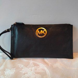 Michael Kors Black Leather Wristlet